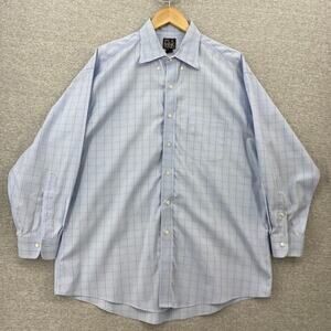 Jos A Bank Shirt Mens 16.5 / 32 Blue Check Travelers Button Up Long Sleeve